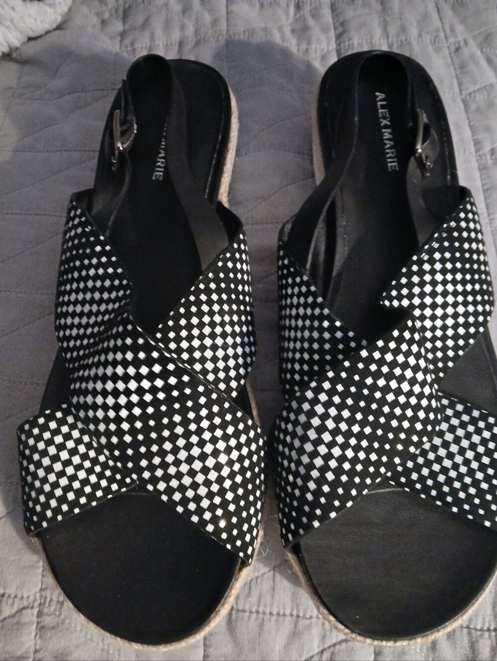Alex Marie Black & White Crisscross Slingback Sandals